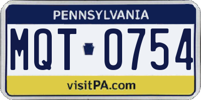 PA license plate MQT0754