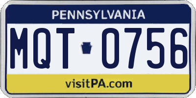 PA license plate MQT0756