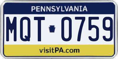 PA license plate MQT0759