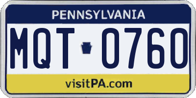 PA license plate MQT0760
