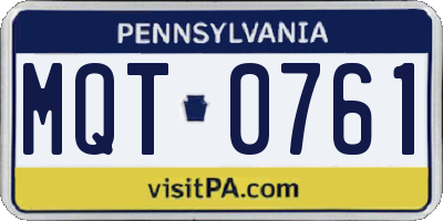 PA license plate MQT0761