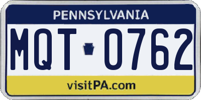 PA license plate MQT0762
