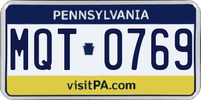 PA license plate MQT0769