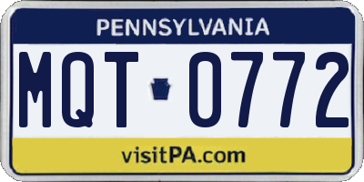 PA license plate MQT0772