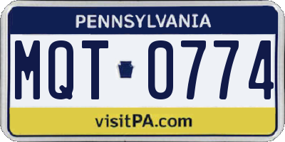 PA license plate MQT0774