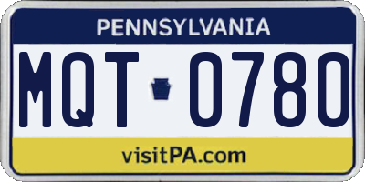 PA license plate MQT0780