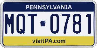 PA license plate MQT0781