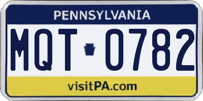 PA license plate MQT0782