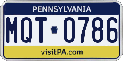 PA license plate MQT0786