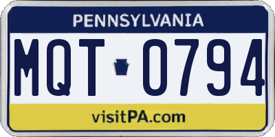 PA license plate MQT0794