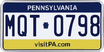 PA license plate MQT0798
