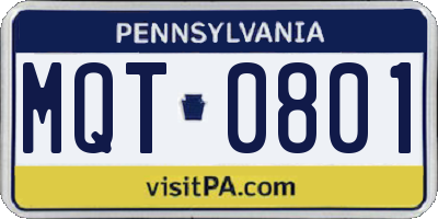 PA license plate MQT0801