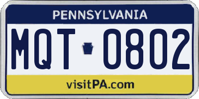 PA license plate MQT0802