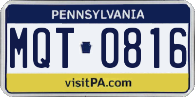 PA license plate MQT0816