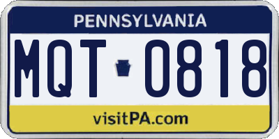 PA license plate MQT0818