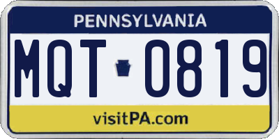 PA license plate MQT0819