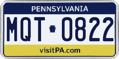 PA license plate MQT0822