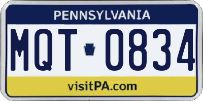 PA license plate MQT0834