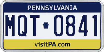 PA license plate MQT0841