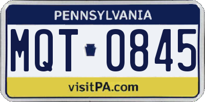 PA license plate MQT0845
