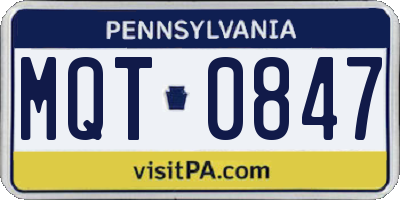 PA license plate MQT0847