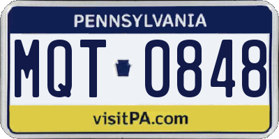 PA license plate MQT0848
