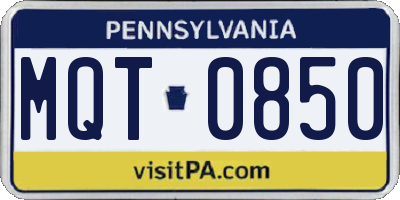 PA license plate MQT0850