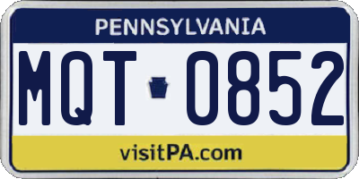 PA license plate MQT0852