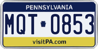 PA license plate MQT0853