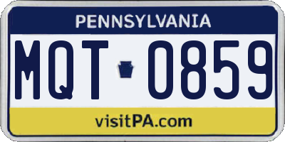 PA license plate MQT0859