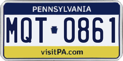 PA license plate MQT0861