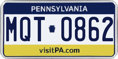 PA license plate MQT0862
