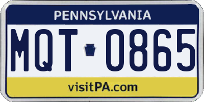 PA license plate MQT0865