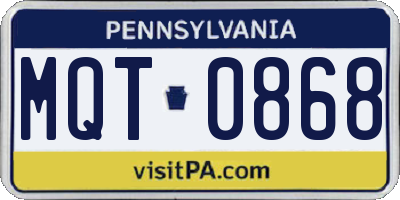 PA license plate MQT0868