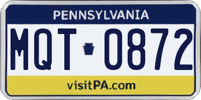 PA license plate MQT0872