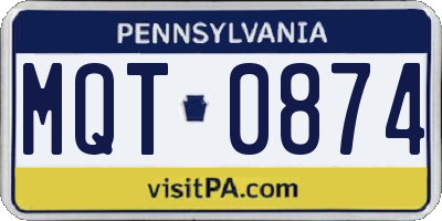 PA license plate MQT0874
