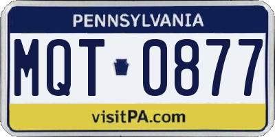 PA license plate MQT0877