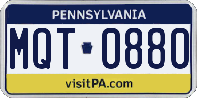 PA license plate MQT0880