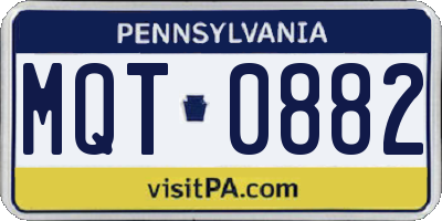 PA license plate MQT0882