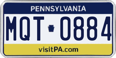 PA license plate MQT0884