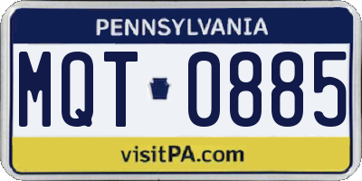 PA license plate MQT0885