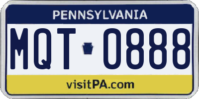 PA license plate MQT0888