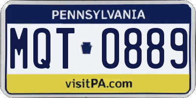 PA license plate MQT0889