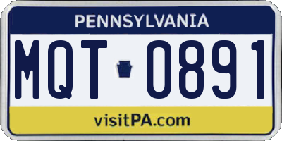 PA license plate MQT0891