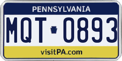 PA license plate MQT0893
