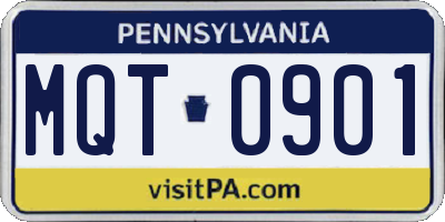 PA license plate MQT0901