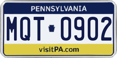 PA license plate MQT0902