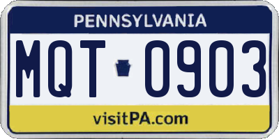 PA license plate MQT0903