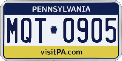 PA license plate MQT0905