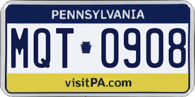 PA license plate MQT0908